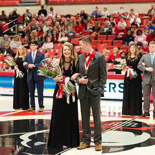 The crowd cheers for the newly named Mr. and Miss Union during Homecoming 2019 (Photo by Jess Newendyke).